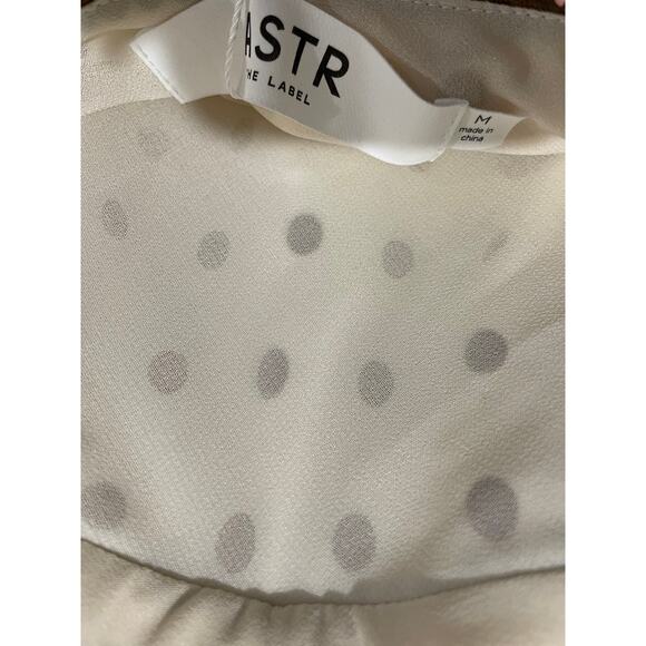 NWT ASTR the Label Satin Bow Trim Polka Dot Mini Dress White/Brown Womens Size M - Picture 6 of 6